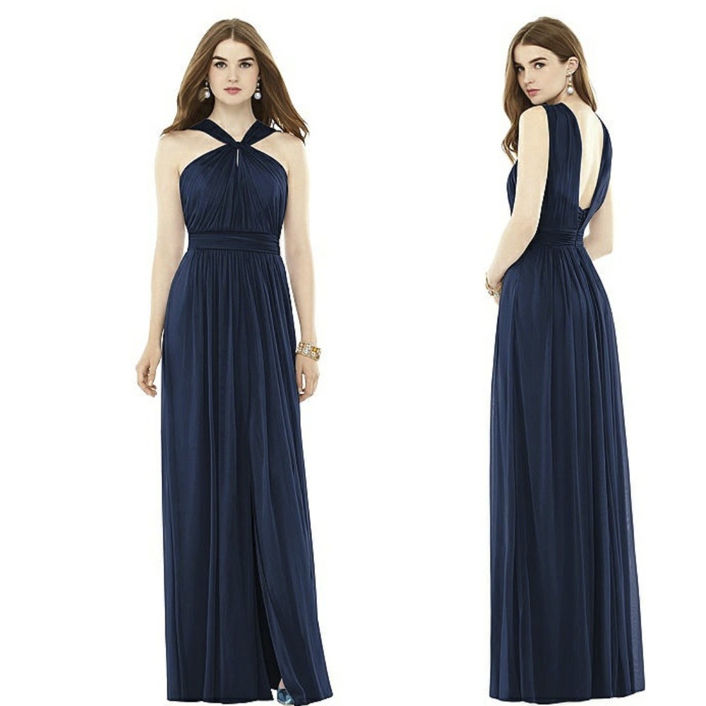 Alfred Sung Midnight Blue Formal Dress Wedding D720 Sz 16L Bridesmaid‎ Navy - Picture 1 of 9